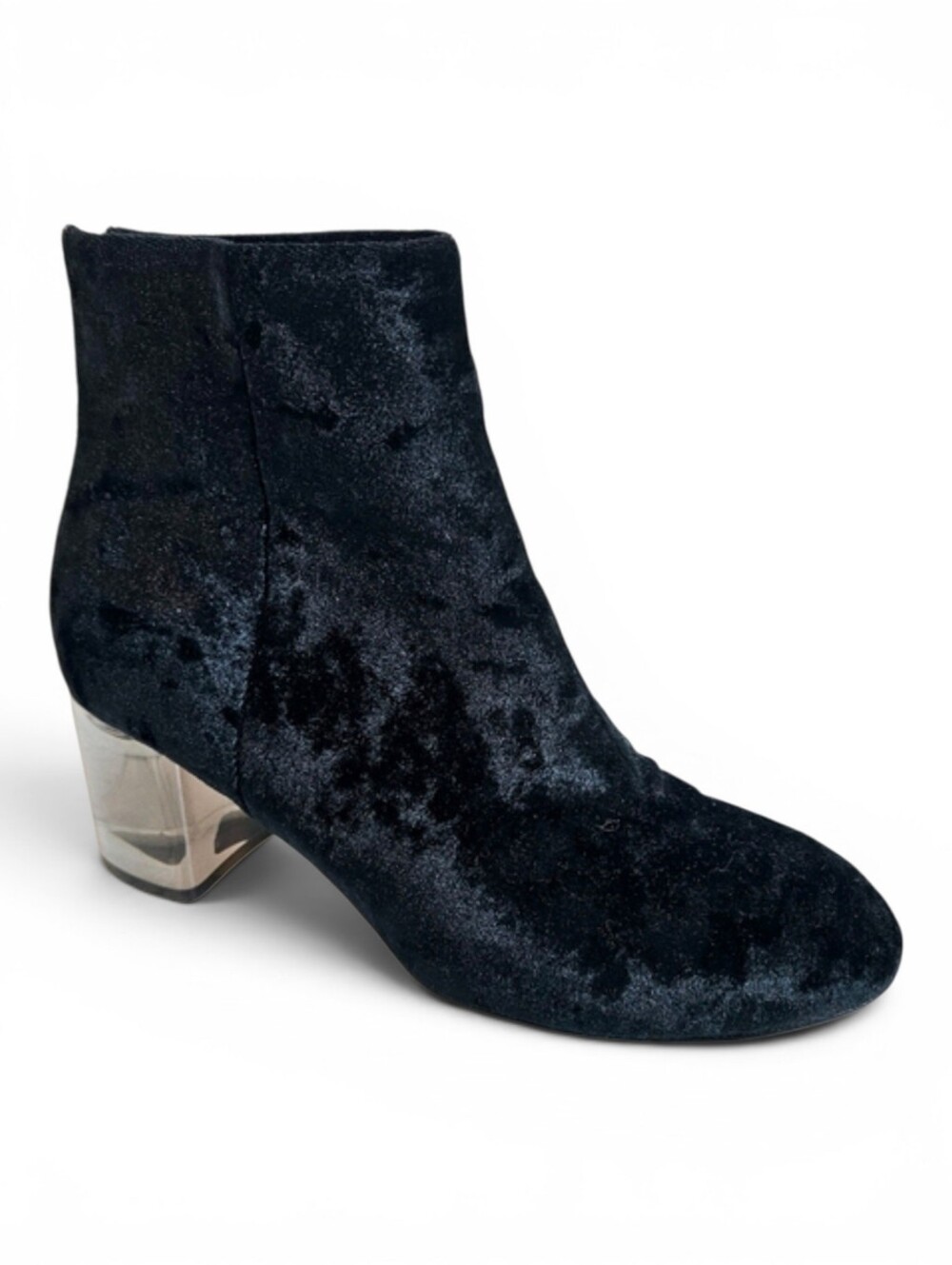 Rag & Bone Ankle Boots 39 Drea Velvet Clear Acetate Block Heels Made Italy Black